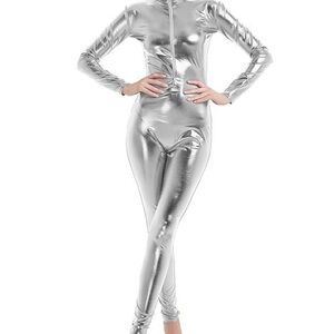 Silver Metallic Jumpsuit Halloween Costume